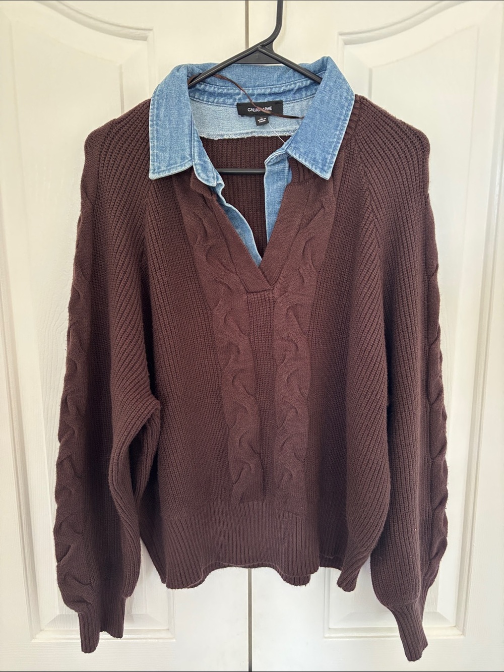 NWT Layered Fall Denim Sweater